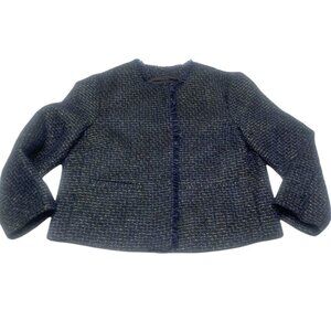 • Banana Republic Tweed Metallic Gold Career Blazer Black Blue K19